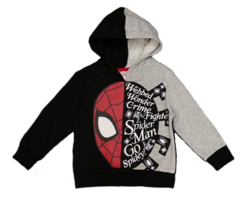 Spiderman Kapuzenpullover für Jungen in grau-schwarz